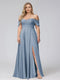 A-Line Off-the-Shoulder Sleeveless Ruched Long Chiffon Plus Size Bridesmaid Dresses with Split Side
