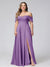 A-Line Off-the-Shoulder Sleeveless Ruched Long Chiffon Plus Size Bridesmaid Dresses with Split Side