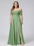A-Line Off-the-Shoulder Sleeveless Ruched Long Chiffon Plus Size Bridesmaid Dresses with Split Side
