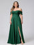 A-Line Off-the-Shoulder Sleeveless Ruched Long Chiffon Plus Size Bridesmaid Dresses with Split Side