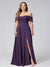 A-Line Off-the-Shoulder Sleeveless Ruched Long Chiffon Plus Size Bridesmaid Dresses with Split Side