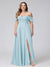 A-Line Off-the-Shoulder Sleeveless Ruched Long Chiffon Plus Size Bridesmaid Dresses with Split Side