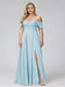 A-Line Off-the-Shoulder Sleeveless Ruched Long Chiffon Plus Size Bridesmaid Dresses with Split Side