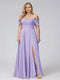 A-Line Off-the-Shoulder Sleeveless Ruched Long Chiffon Plus Size Bridesmaid Dresses with Split Side