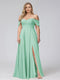 A-Line Off-the-Shoulder Sleeveless Ruched Long Chiffon Plus Size Bridesmaid Dresses with Split Side