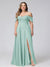 A-Line Off-the-Shoulder Sleeveless Ruched Long Chiffon Plus Size Bridesmaid Dresses with Split Side