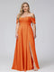 A-Line Off-the-Shoulder Sleeveless Ruched Long Chiffon Plus Size Bridesmaid Dresses with Split Side