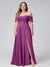 A-Line Off-the-Shoulder Sleeveless Ruched Long Chiffon Plus Size Bridesmaid Dresses with Split Side