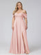 A-Line Off-the-Shoulder Sleeveless Ruched Long Chiffon Plus Size Bridesmaid Dresses with Split Side