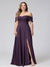 A-Line Off-the-Shoulder Sleeveless Ruched Long Chiffon Plus Size Bridesmaid Dresses with Split Side