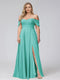 A-Line Off-the-Shoulder Sleeveless Ruched Long Chiffon Plus Size Bridesmaid Dresses with Split Side