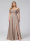 A-Line Off-the-Shoulder Sleeveless Ruched Long Chiffon Plus Size Bridesmaid Dresses with Split Side