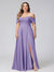 A-Line Off-the-Shoulder Sleeveless Ruched Long Chiffon Plus Size Bridesmaid Dresses with Split Side