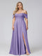 A-Line Off-the-Shoulder Sleeveless Ruched Long Chiffon Plus Size Bridesmaid Dresses with Split Side