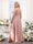 A-Line V-Neck Spaghetti Straps Split Side Floor-Length Chiffon Plus Size Bridesmaid Dresses