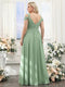 A-Line V-Neck Split Side Ruched Floor-Length Chiffon Plus Size Bridesmaid Dresses
