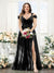 A-Line V-Neck Split Side Ruched Floor-Length Chiffon Plus Size Bridesmaid Dresses