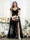 A-Line V-Neck Split Side Ruched Floor-Length Chiffon Plus Size Bridesmaid Dresses