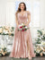 A-Line V-Neck Split Side Ruched Floor-Length Chiffon Plus Size Bridesmaid Dresses