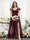 A-Line V-Neck Split Side Ruched Floor-Length Chiffon Plus Size Bridesmaid Dresses