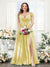 A-Line V-Neck Split Side Ruched Floor-Length Chiffon Plus Size Bridesmaid Dresses