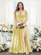 A-Line V-Neck Split Side Ruched Floor-Length Chiffon Plus Size Bridesmaid Dresses