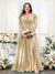 A-Line V-Neck Split Side Ruched Floor-Length Chiffon Plus Size Bridesmaid Dresses