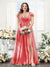 A-Line V-Neck Split Side Ruched Floor-Length Chiffon Plus Size Bridesmaid Dresses