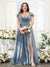 A-Line V-Neck Split Side Ruched Floor-Length Chiffon Plus Size Bridesmaid Dresses