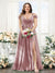 A-Line V-Neck Split Side Ruched Floor-Length Chiffon Plus Size Bridesmaid Dresses