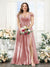 A-Line V-Neck Split Side Ruched Floor-Length Chiffon Plus Size Bridesmaid Dresses