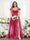 A-Line V-Neck Split Side Ruched Floor-Length Chiffon Plus Size Bridesmaid Dresses