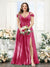 A-Line V-Neck Split Side Ruched Floor-Length Chiffon Plus Size Bridesmaid Dresses
