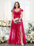 A-Line V-Neck Split Side Ruched Floor-Length Chiffon Plus Size Bridesmaid Dresses