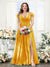 A-Line V-Neck Split Side Ruched Floor-Length Chiffon Plus Size Bridesmaid Dresses