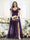A-Line V-Neck Split Side Ruched Floor-Length Chiffon Plus Size Bridesmaid Dresses
