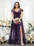 A-Line V-Neck Split Side Ruched Floor-Length Chiffon Plus Size Bridesmaid Dresses