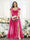 A-Line V-Neck Split Side Ruched Floor-Length Chiffon Plus Size Bridesmaid Dresses