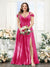 A-Line V-Neck Split Side Ruched Floor-Length Chiffon Plus Size Bridesmaid Dresses