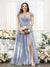 A-Line V-Neck Split Side Ruched Floor-Length Chiffon Plus Size Bridesmaid Dresses