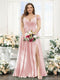 A-Line V-Neck Split Side Ruched Floor-Length Chiffon Plus Size Bridesmaid Dresses