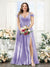 A-Line V-Neck Split Side Ruched Floor-Length Chiffon Plus Size Bridesmaid Dresses