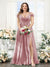 A-Line V-Neck Split Side Ruched Floor-Length Chiffon Plus Size Bridesmaid Dresses