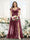 A-Line V-Neck Split Side Ruched Floor-Length Chiffon Plus Size Bridesmaid Dresses