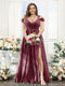 A-Line V-Neck Split Side Ruched Floor-Length Chiffon Plus Size Bridesmaid Dresses