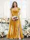 A-Line V-Neck Split Side Ruched Floor-Length Chiffon Plus Size Bridesmaid Dresses