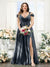 A-Line V-Neck Split Side Ruched Floor-Length Chiffon Plus Size Bridesmaid Dresses