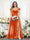 A-Line V-Neck Split Side Ruched Floor-Length Chiffon Plus Size Bridesmaid Dresses