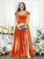 A-Line V-Neck Split Side Ruched Floor-Length Chiffon Plus Size Bridesmaid Dresses