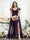A-Line V-Neck Split Side Ruched Floor-Length Chiffon Plus Size Bridesmaid Dresses
